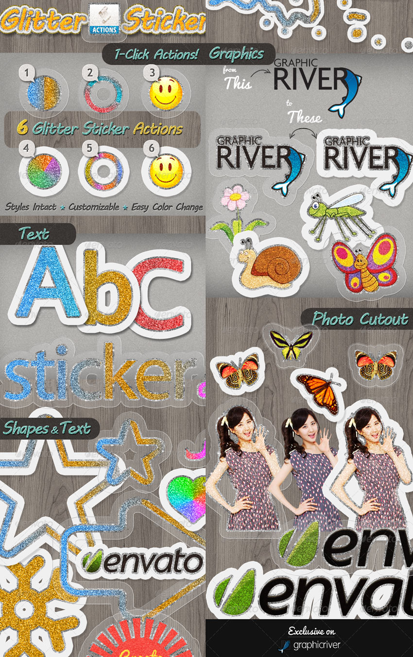 Glitter Sticker Photoshop Actions