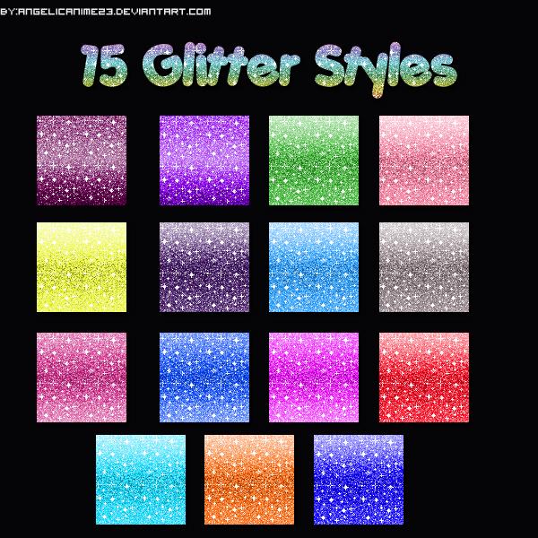 Glitter Styles by angelicanime23 photoshop resource collected by psd-dude.com from deviantart