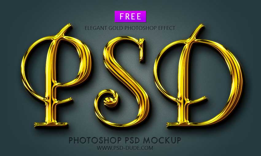 Gold Text Style PSD Mockup