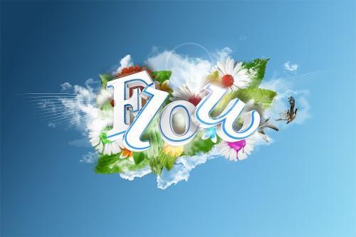 Create a beautiful 3d text with flowers and leaves in Photoshop