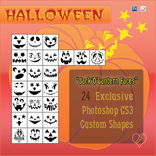Jack O Lantern Pumpkin Halloween Shapes for Photoshop