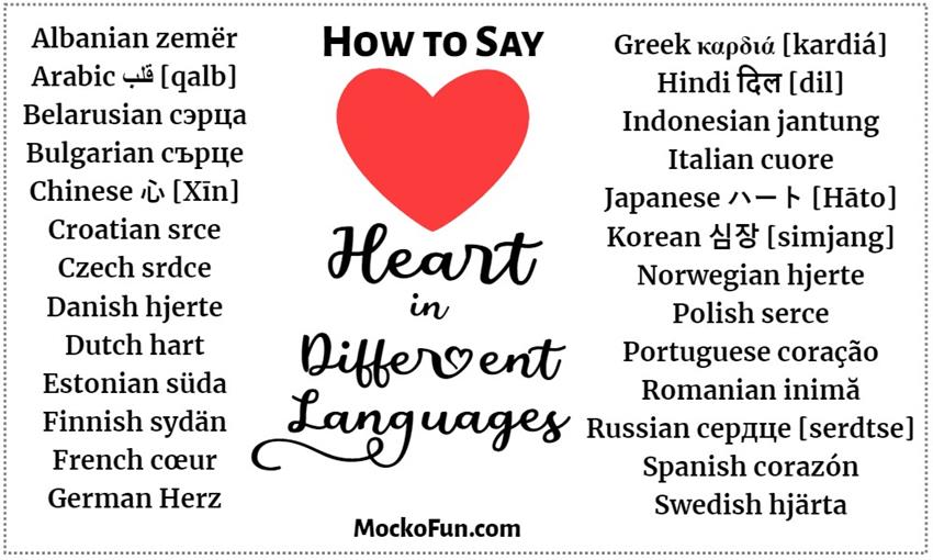 Heart in Different Languages