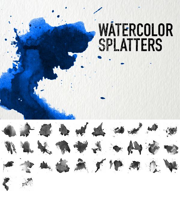 Watercolor Splatters by dennytang photoshop resource collected by psd-dude.com from deviantart