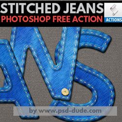 Stitched Jeans Denim Photoshop Free Action psd-dude.com Resources