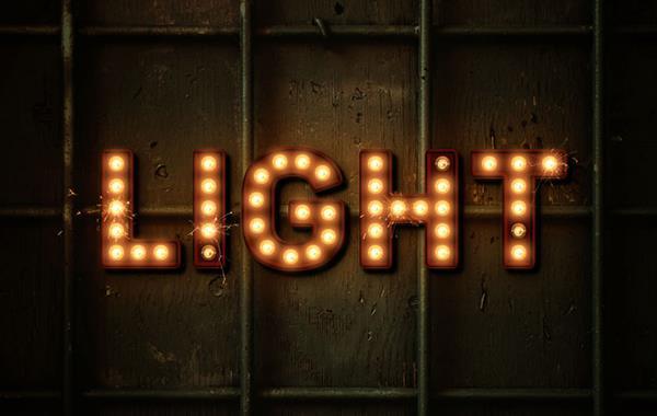 Vintage light bulb sign text effect in Photoshop