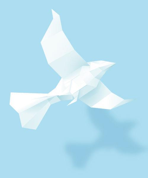Origami Paper Bird with Geometric Shapes in Illustrator