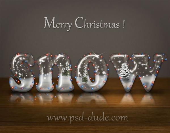 Christmas snow globe photoshop text effect