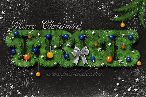 Christmas Tree Font Photoshop Text Effect Tutorial