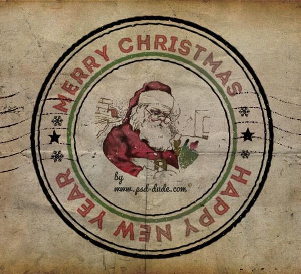 Create a christmas santa rubber stamp in photoshop