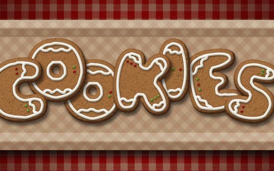 Gingerbread cookies text effect in Photoshop
