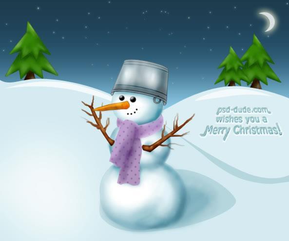 Snowman christmas card Photoshop Tutorial