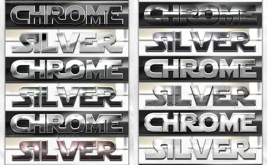 Metal Chrome Photoshop Styles - Premium