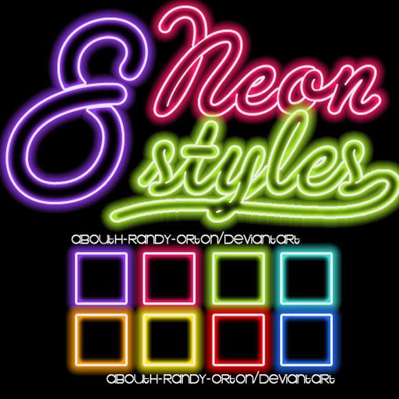 8 Neon Styles For Photoshop by AbouthRandyOrton photoshop resource collected by psd-dude.com from deviantart