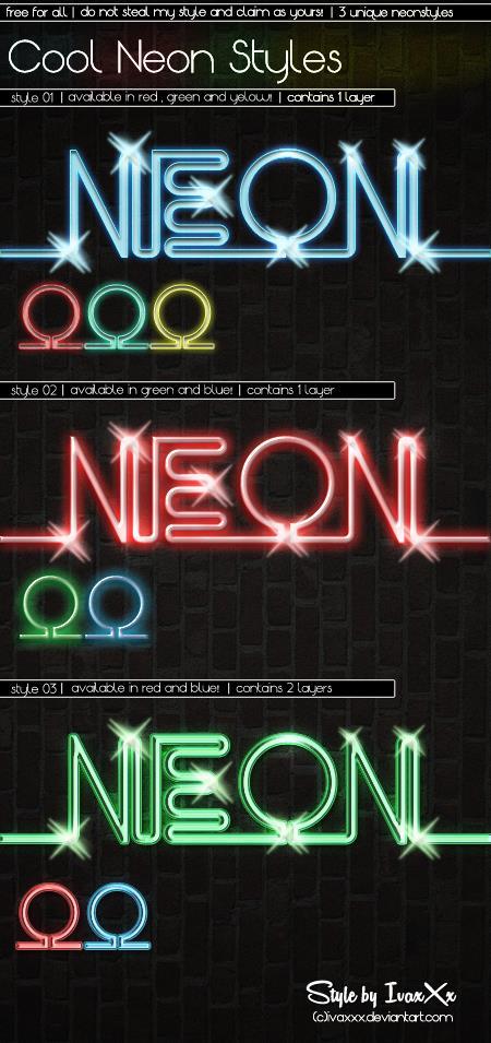 Cool Neon Styles for Photoshop