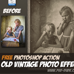 Old Vintage Photo Effect Photoshop Free Action psd-dude.com Resources