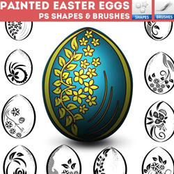 Painted Easter Egg Photoshop Shapes and Brushes psd-dude.com Resources