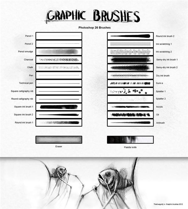 Graphic Pencil and Drawing Brushes
