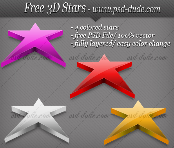 Free 3D Vector Star PSD File For Photoshop