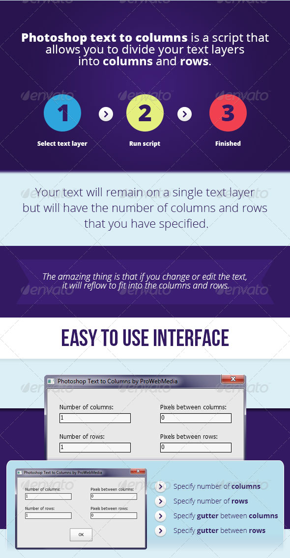 Photoshop Text to Column Plugin