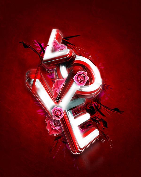 3D Valentines Day Typography Photoshop Tutorial