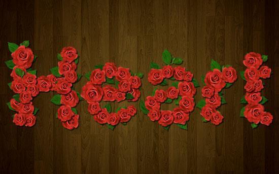 Red roses text effect Photoshop Tutorial