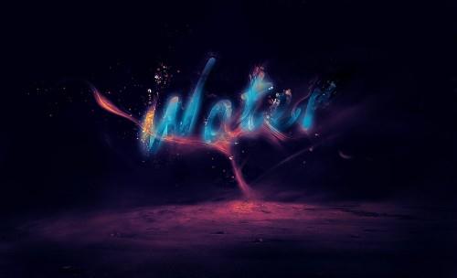 Glowing liquid text with water splash effect in Photoshop