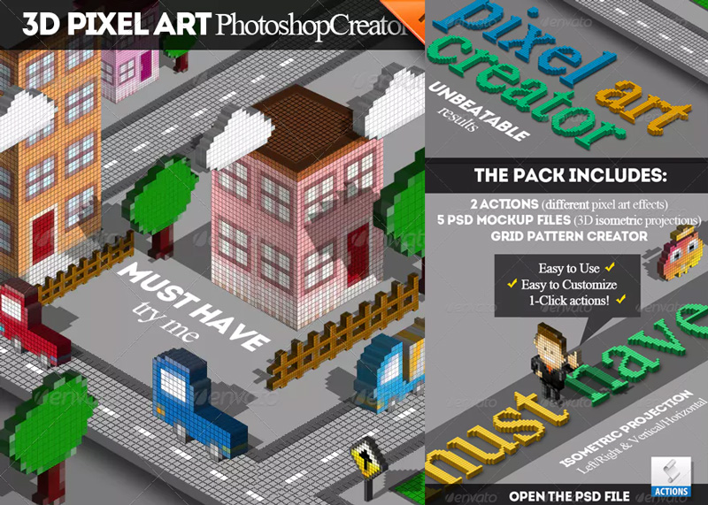 3D Pixel Art Photoshop Action