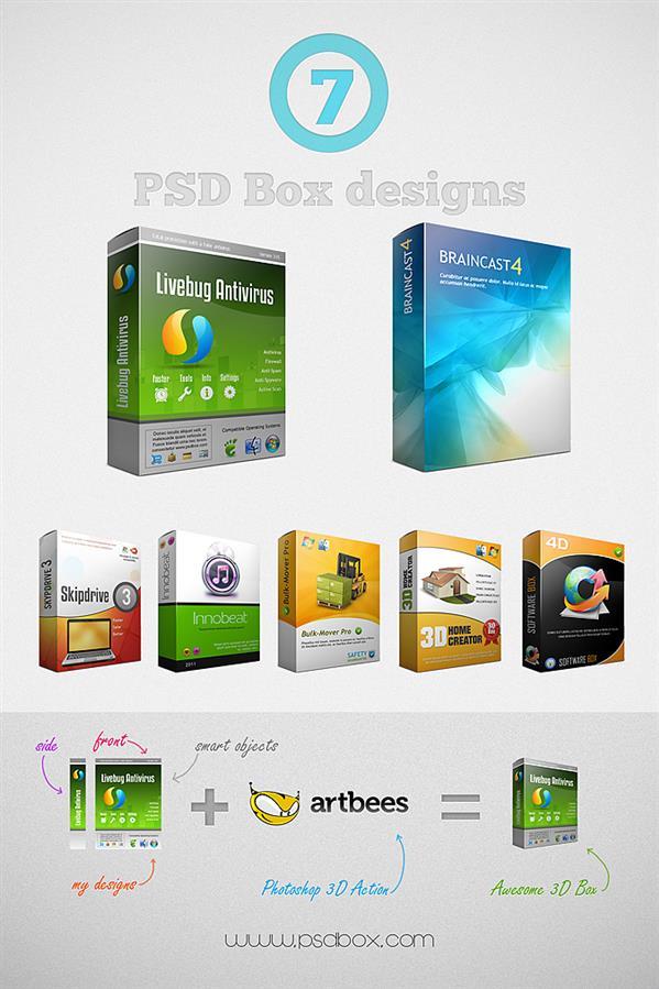 Customizable Box Package PSD Template