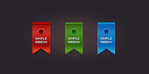 Clean Ribbon in 3 colors psd