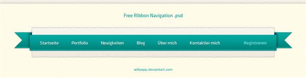 Free
 Ribbon Navigation PSD by WillyEpp photoshop resource collected by psd-dude.com from deviantart