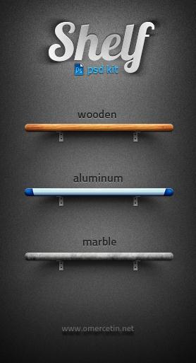 Wood Aluminium and Marble Shelf PSD File