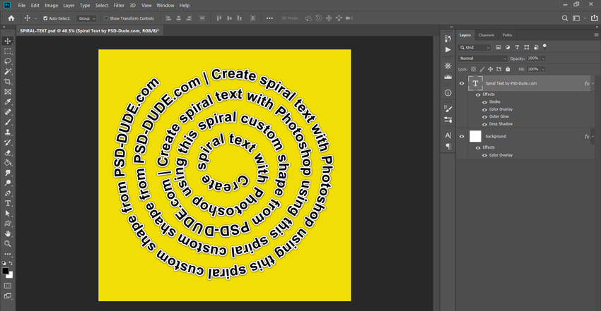 Spiral Text Photoshop