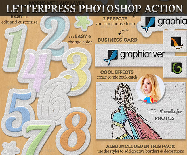 Letterpress Effect Sticker Photoshop Action