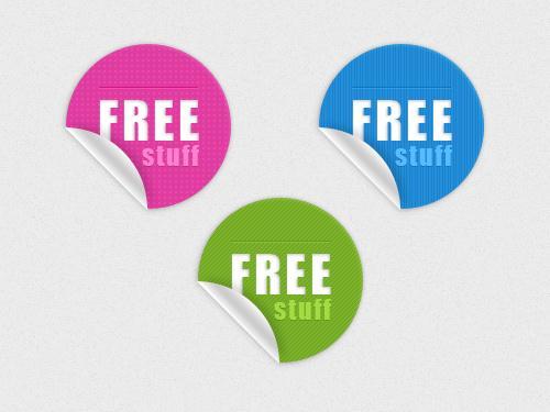 Free Curled Stickers PSD