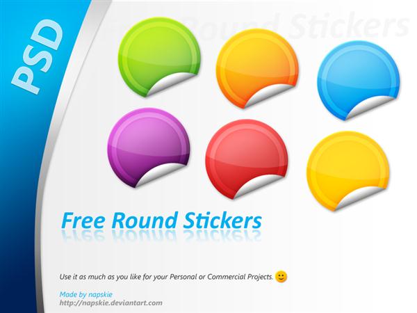 Free PSD Round Stickers by napskie photoshop resource collected by psd-dude.com from deviantart