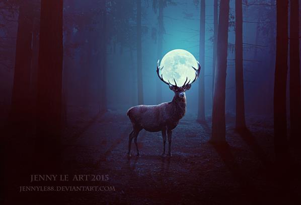 Deer of Moon in Photoshop