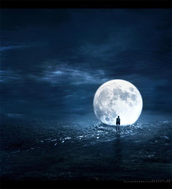 The Stranger and the Moon Photo Manipulation