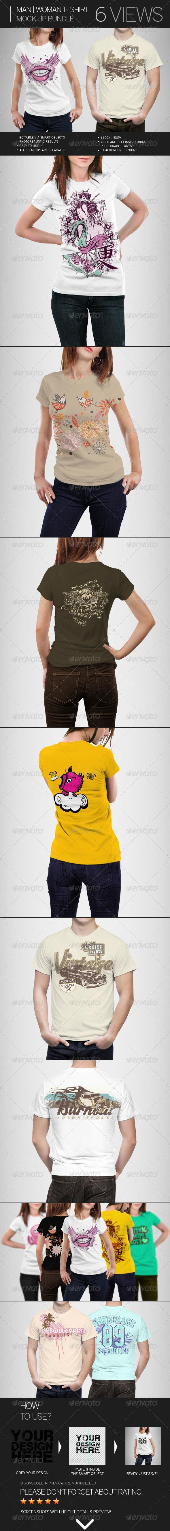 Man Woman T-shirt Mockup Bundle