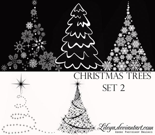 Christmas
 Tree brushes set2 by Lileya photoshop resource collected by psd-dude.com from deviantart