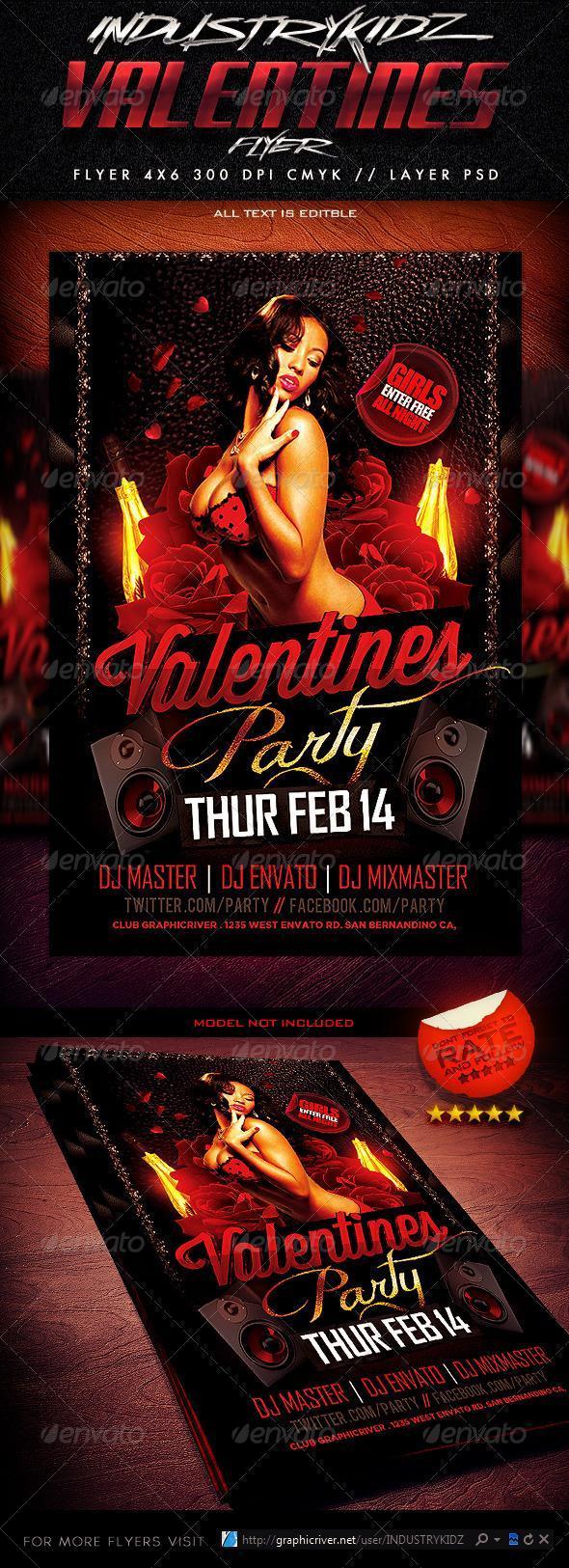 Hot Valentine Party Flyer Template PSD