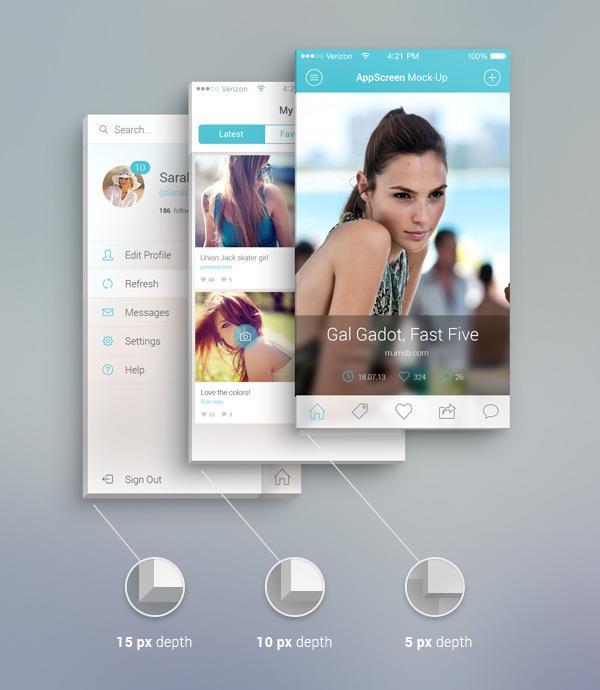 App screen front view mock up PSD