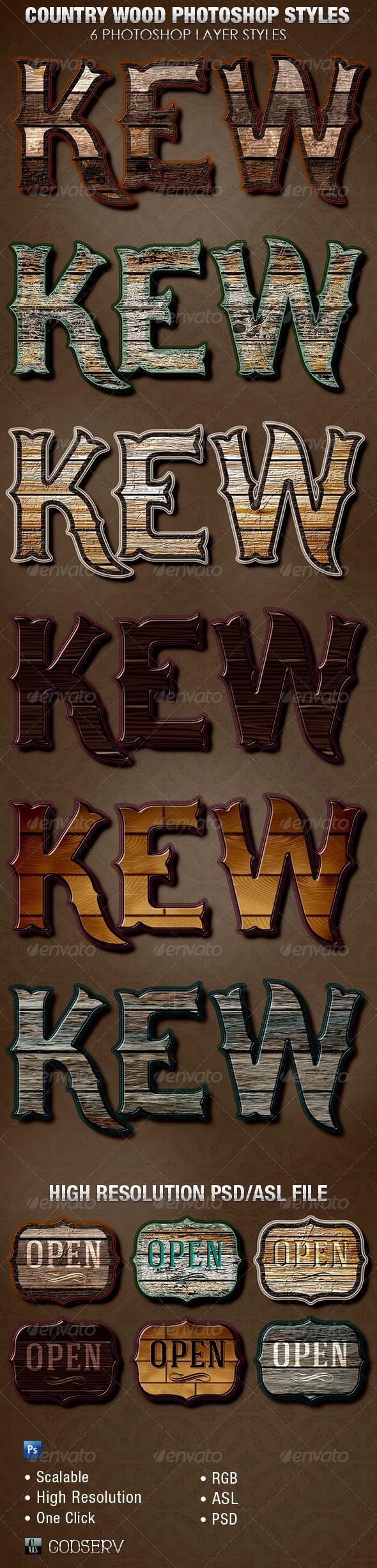 Country Wood PSD layered Text Effects
