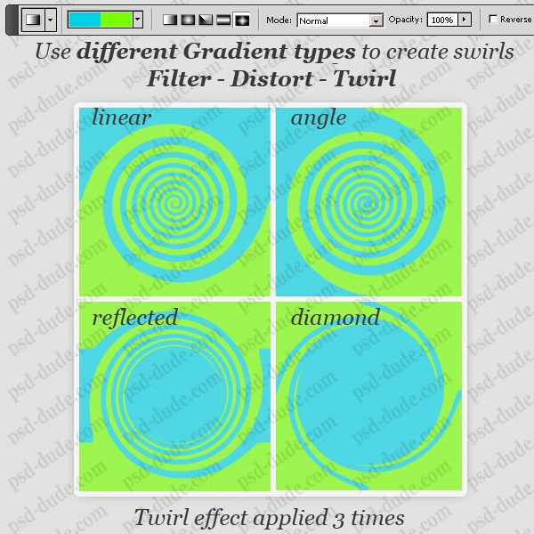 different photoshop spiral effects