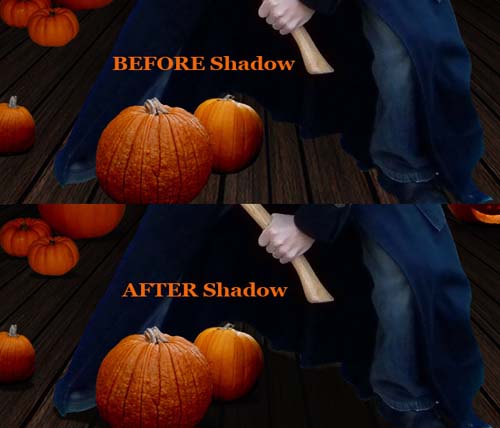 add the shadows for the background pumpkins