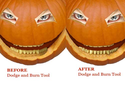 use the dodge tool on the teeth of the pumpkin