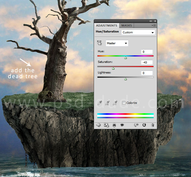 Add Dead Tree And Adjust Colors In Photoshop