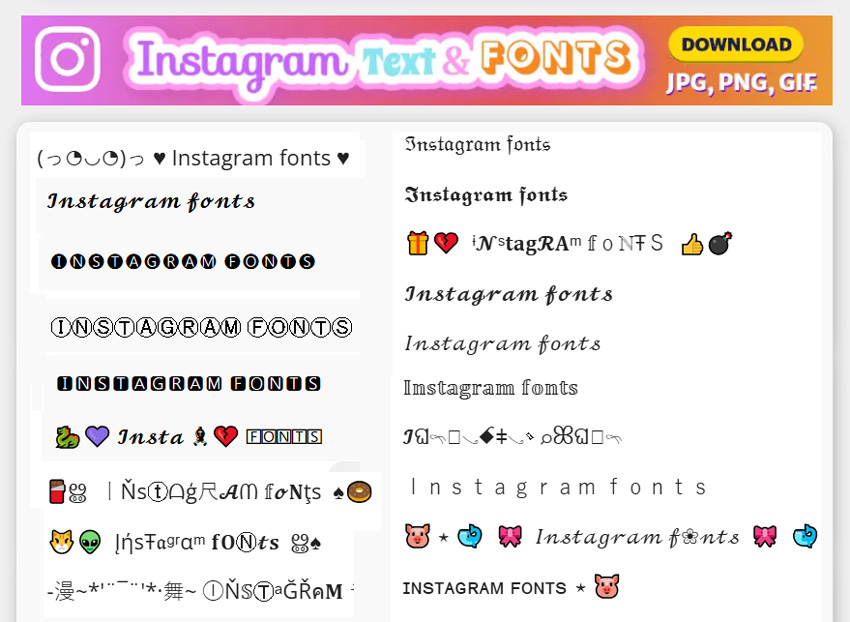 Instagram Fonts