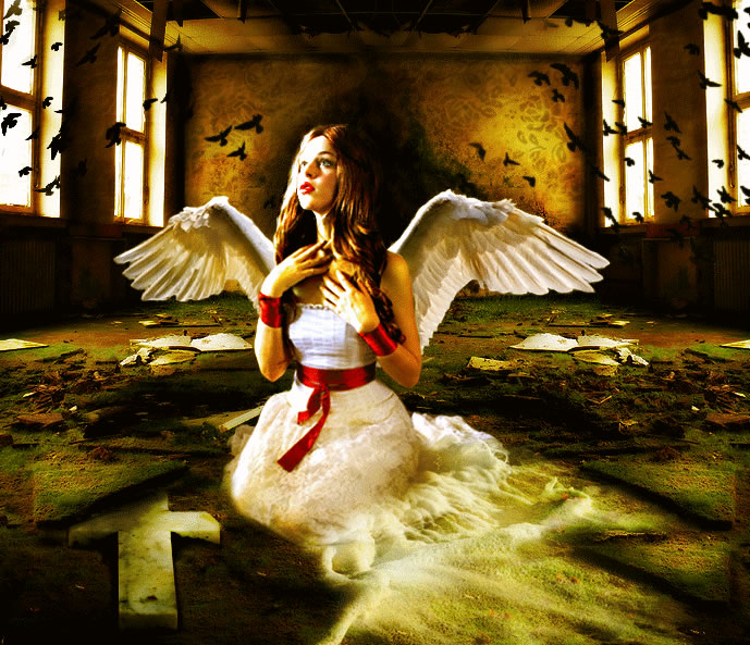Beautiful Fallen Angel - Photoshop photo manipulation