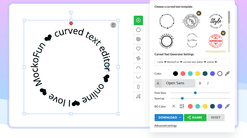 MockoFun Curved Text Generator