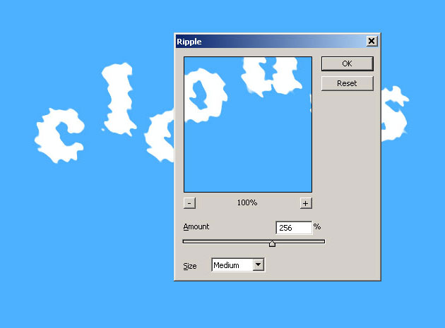 Apply The Ripple Filter To Create The Cloud Text Effect
